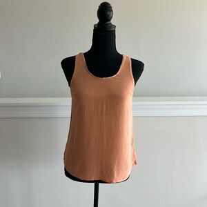 Anthropologie (Maeve) orange silk tank with gray colorblock detail